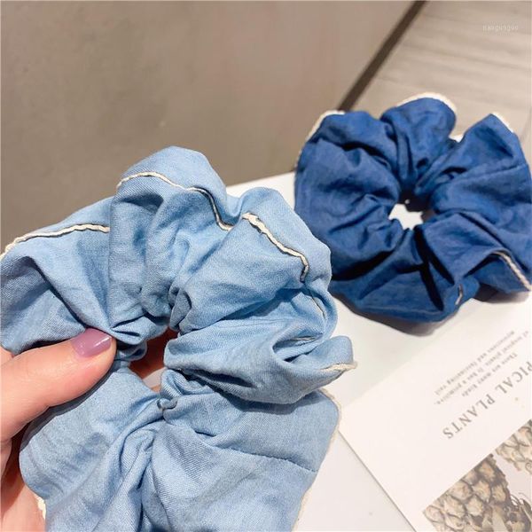 

fashion women denim elastic hair bands girl headband lace hairband accessories rope ponytail autumn1