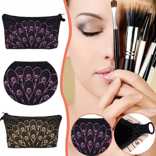

cosmetic bags & cases makeup bag peacock printed zipper canvas organizer female clutch multifunction travel storage bolsos1