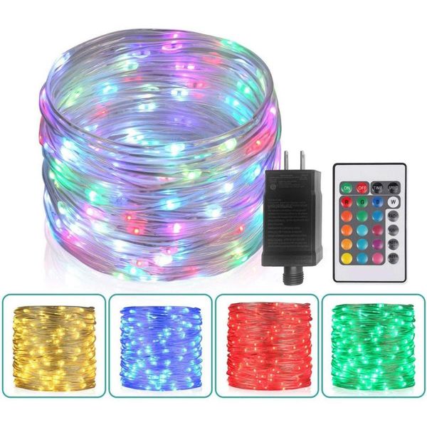 

strings garden decoration 66ft/20m 200 led rgb 16 color water pipe string lights remote control christmas fairy outdoor