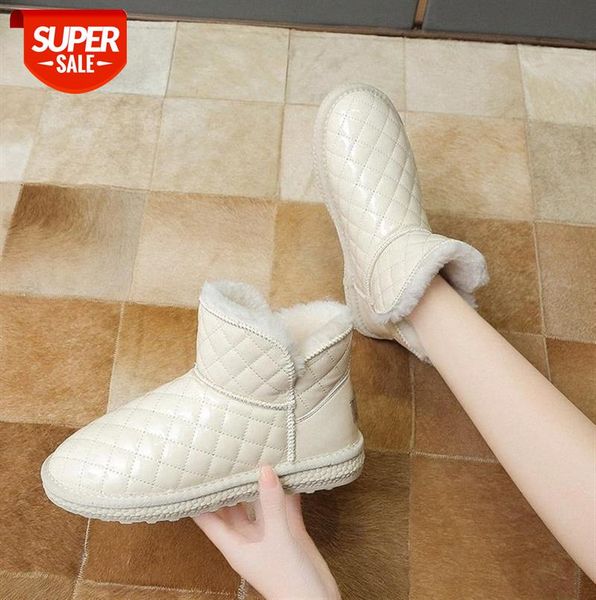 

women's platform snow boots women plus velvet thickening korean version of the net red mid-tube #a97f