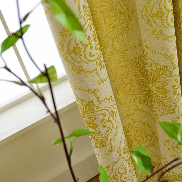 

curtain & drapes golden cotton linen jacquard curtains chinese semi-shading for living room bedroom study decoration