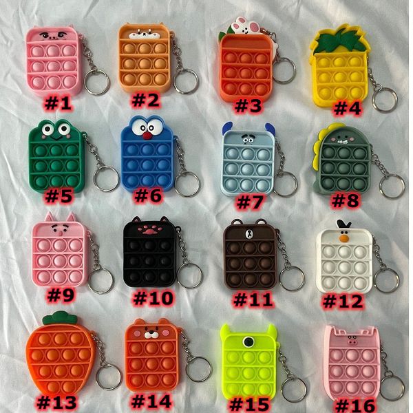 

fidget toy sensory keychains party favor push bubble cartoon simple dimple key chain stress reliever decompression toys zza3378