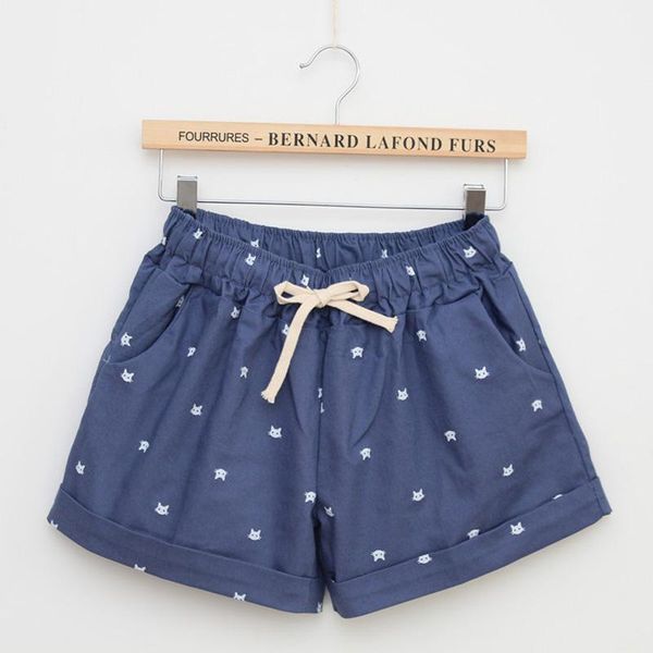 

women's shorts 2021 summer home casual elastic waist cotton printed cat pumping self-cultivation candy, White;black