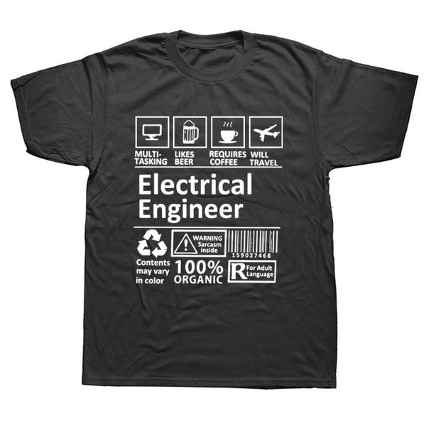 

men's t-shirts electrical engineer harajuku t-shirt birthday funny graphic cotton short sleeve job pride electrician t shirts, White;black
