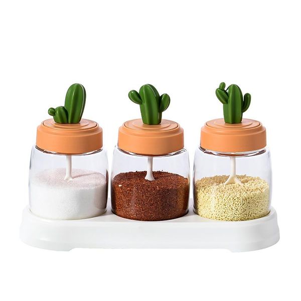 

storage bottles & jars for serving sealing condiment jar container with spoon sugar salt tea seasoning tray home coffee glass kitchen