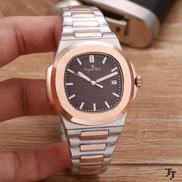 

wristwatches automatic mechanical men watch silver rose gold sapphire stainless steel transparent glass blue sport watches, Slivery;brown