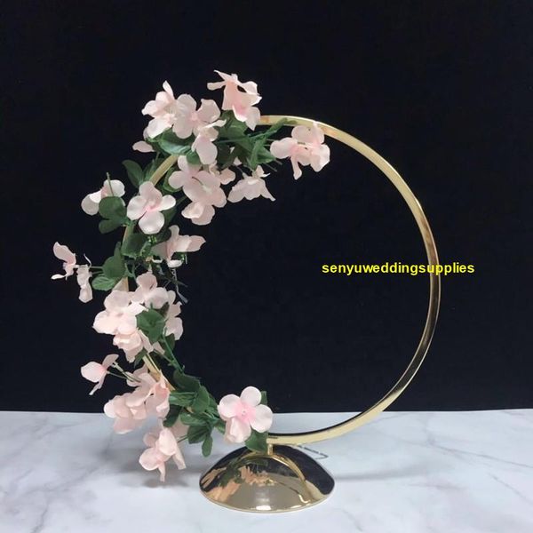

party decoration 12pcs ) gold round wedding centerpiece vase hoop stand metal floral decor centerpieces