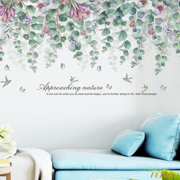 

gift wrap large nature green leaves wall stickers living room bedroom diy decals