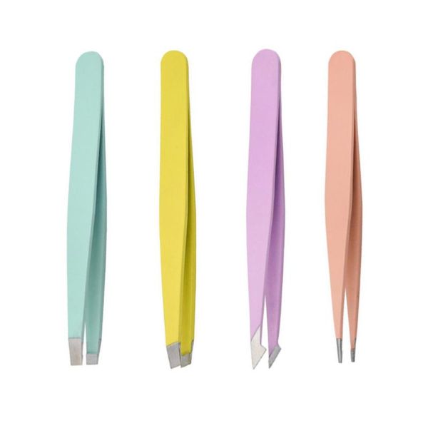 

eyebrow tools & stencils 1 set of 4pcs versatile tweezers clamps creative scissor for flat oblique sharp hook mouth style (green yellow