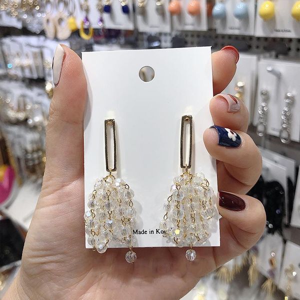 

dangle & chandelier 2021 crystal water drop women earrings fashionable sweet tassels for drops, Silver