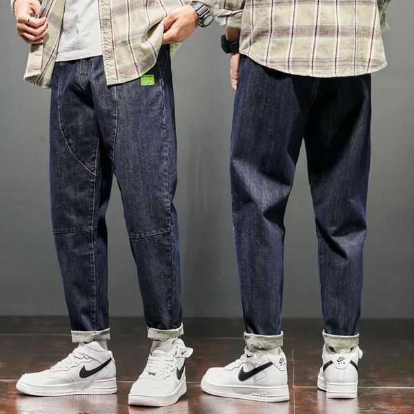 

men's jeans kstun men loose fit baggy pants dark blue 2021 autumn harem large oversized trousers male high street