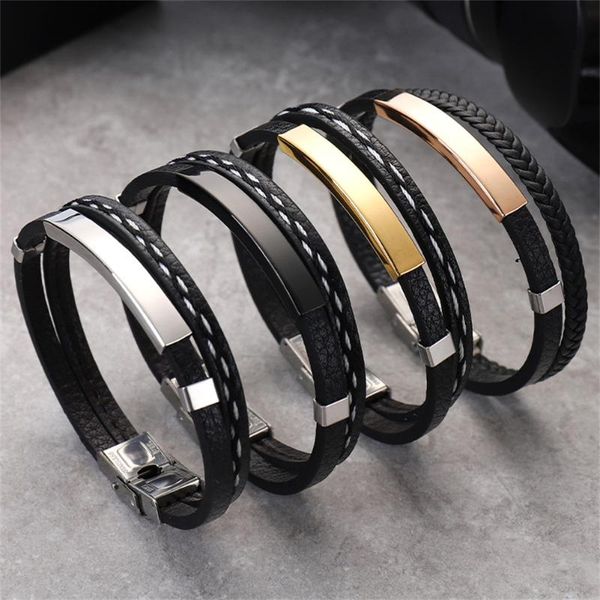 

charm bracelets simple products can be lettering handmade retro woven leather bracelet hand jewelry couples punk, Golden;silver