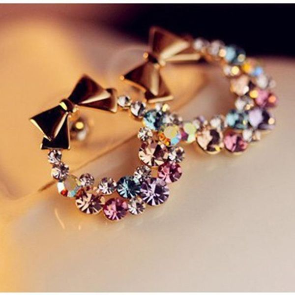 

fashion gold flower stud earrings for women butterfly bow earring jewelry making statement tassel ser190166, Golden;silver