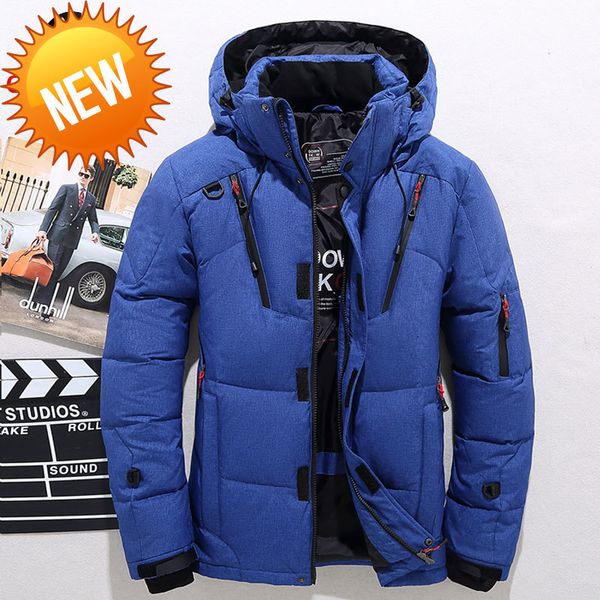 

men's white duck down jacket male casual overcoat thermal winter parka menwarm hooded thick puffer coat, Black