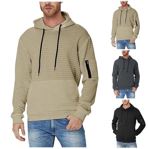 

men's hoodies & sweatshirts mens casual hoodie long sleeves sweatshirt pullover tracksuit solid pocket autumn winter, Black