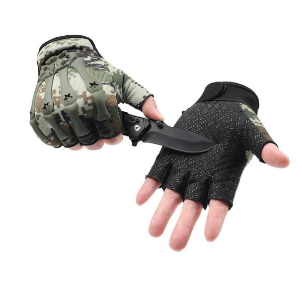 

cycling gloves men's half-finger bike protective gear outdoor sports fitness non-slip mountaineering breathable wear-resistant tactical, Black