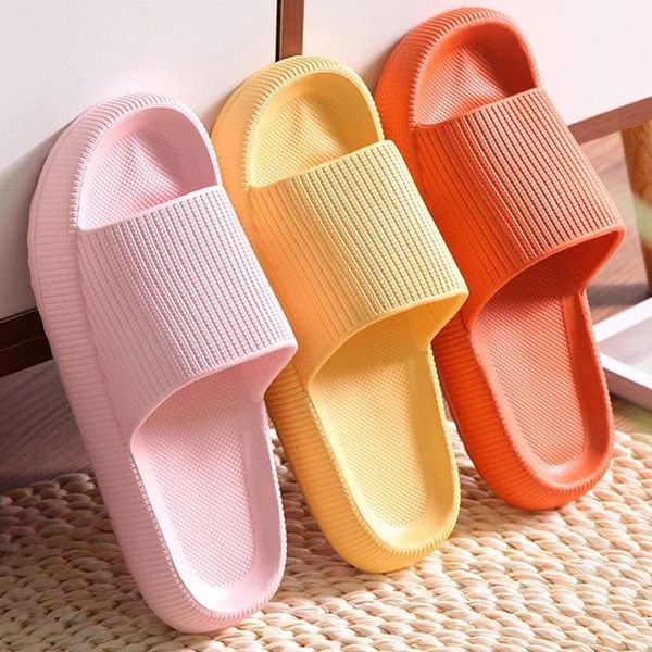 

slippers bathroom soft thick platform couple home shoes women open toe outdoor beach slides sandals men memory foam flip flops, Black