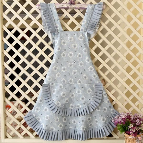 

fashion aprons thick fabric cross back women kitchen cooking accessories work clothes girl home restaurant supplies