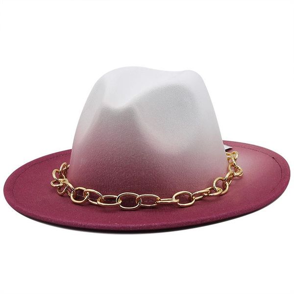 

wide brim hats gradient belt chain fedora hat for women men retro smiple elegant lady floppy cloche jazz caps chapeu feminino, Blue;gray