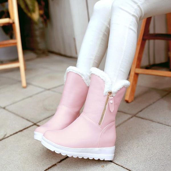 

shoes woman short boots platform european size 38 pink white winter women, Black