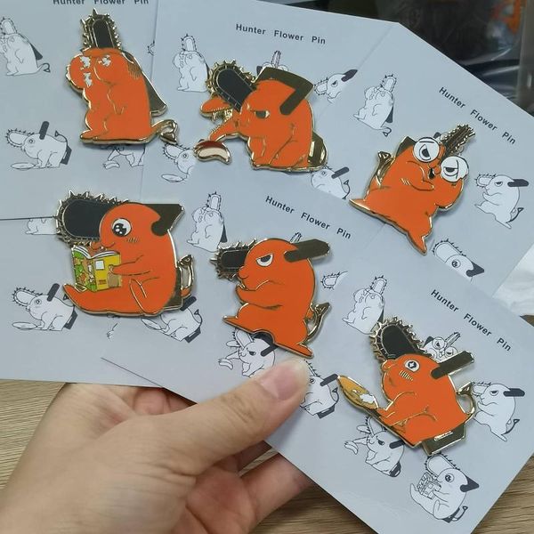 

pins, brooches chainsawman chainsaw man pochita enamel pin hard 6 types metal badge brooch gift, Gray