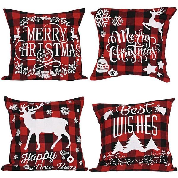 

pillow case 4 pcs merry christmas linen home decor pillowcase throw cushion cover square decorative
