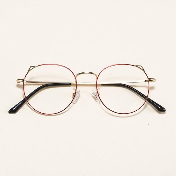 

japanese cute cat's ear eye frame women's fashion myopia retro art round face personality sunglasses frames, Black