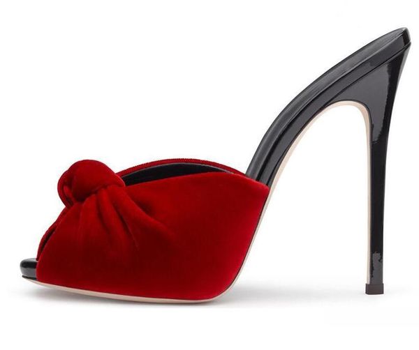 

luxury butterfly-knot flower velvet red thin high heels sandals shoes gladiator woman slippers outdoor designer zapatos slides dress, Black