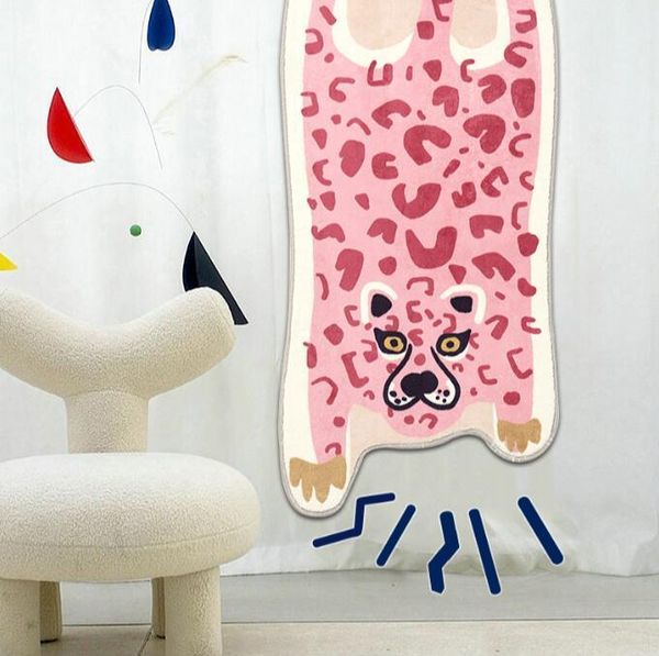 

carpets nordic cartoon animals cow leopard tiger printed cowhide faux skin fleece nonslip antiskid mat animal print carpet bedside