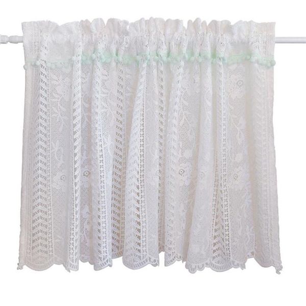 

american style white lace hollow flower short window valance half curtain kitchen cabinet door drapes caffee home decor &