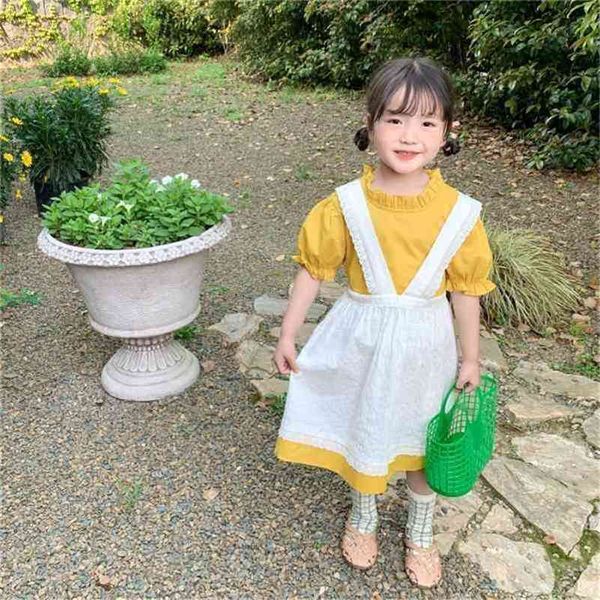 

summer arrival girls fashion princess cotton dress kids korean design es 210528, Red;yellow