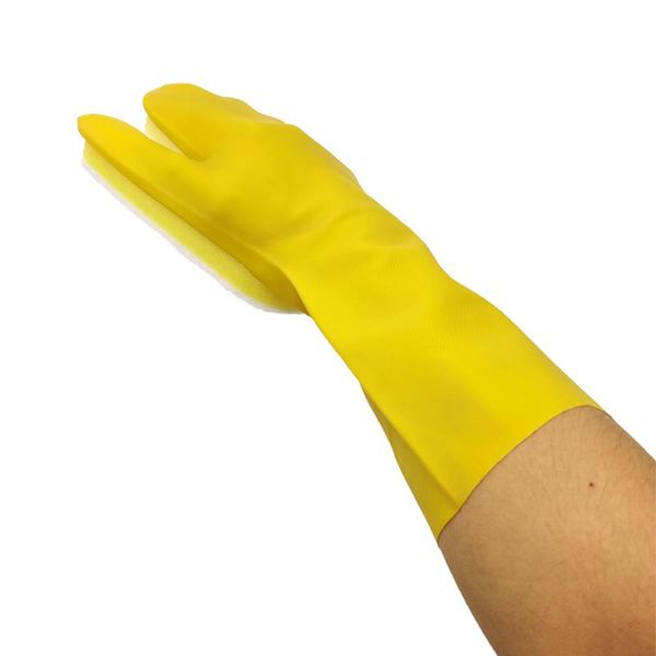 

waterproof latex glove with foam & scouring pad for pool cleaning scrubbing milat gloves glass dishes 66cy disposable