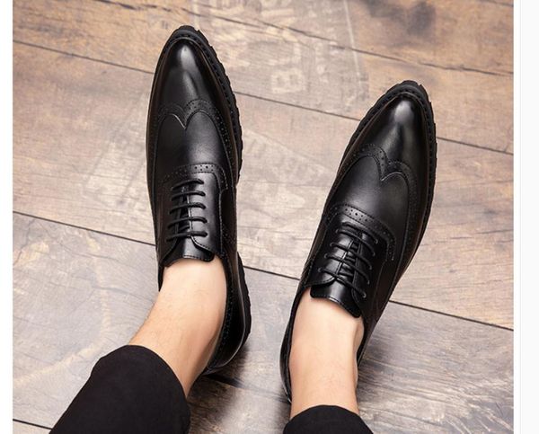 

men's shoes spring and autumn low heel pointed end @k31, Black