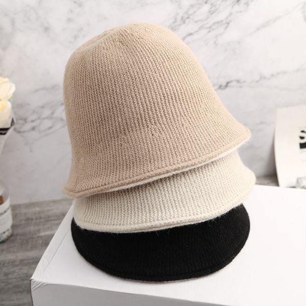 

winter hats for woman new fashion soft knitted woolen hat girl autumn female warmer bucket hat ladies casual panama wholesale, Blue;gray