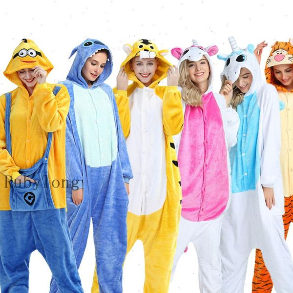 

adults pajamas flannel womens sleepwears unicorn stitch cartoon animal pajama sets unicornio pijamas hooded pyjama, Black;red