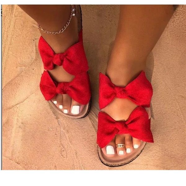 

summer women sandals silk bow flat shoes ladies beach slipper outdoor fashion student home casual slippers, Black