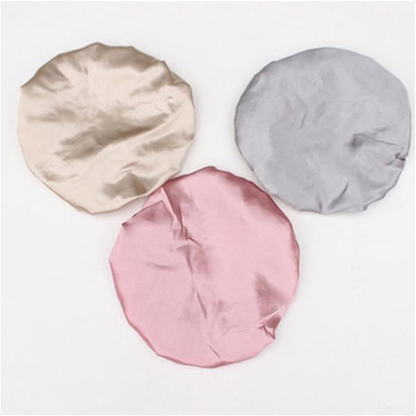 

shower caps 1 piece of cute thickened women's satin cap, color hair cover, double waterproof cap