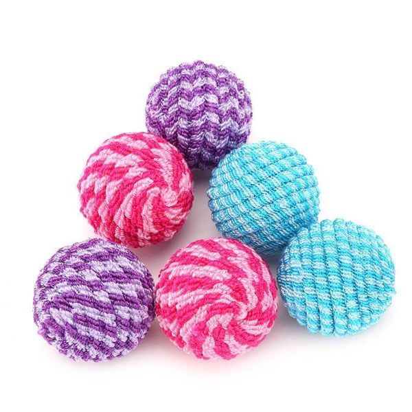 

cat toys 6pcs/set elastic cotton rope multicolor ball pet chew interactive