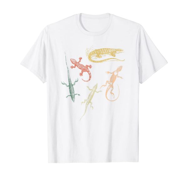 

lizard collection retro distressed style t-shirt, White;black