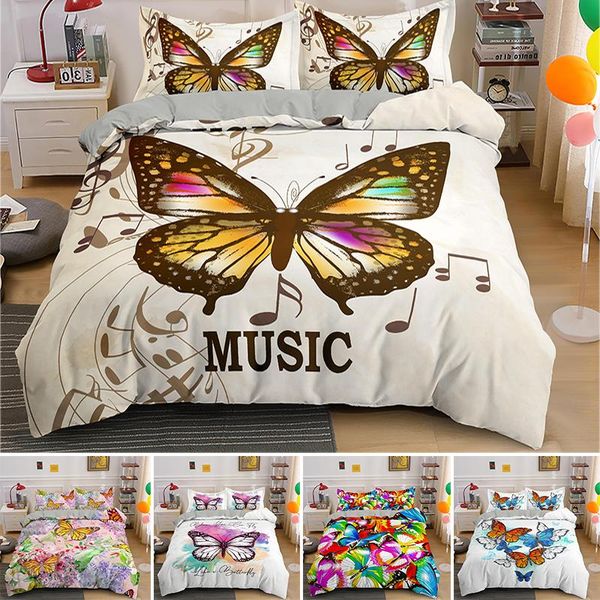 

bedding sets beautiful butterfly single double king  duvet cover with 1/2pcs pillowcase set party festivel decoration bed