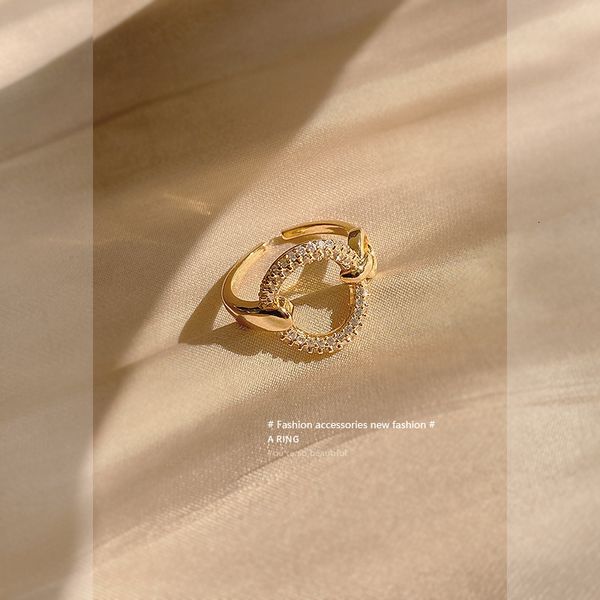 

design sense net red open temperament index finger fashion micro inlaid hollow ring female, Silver