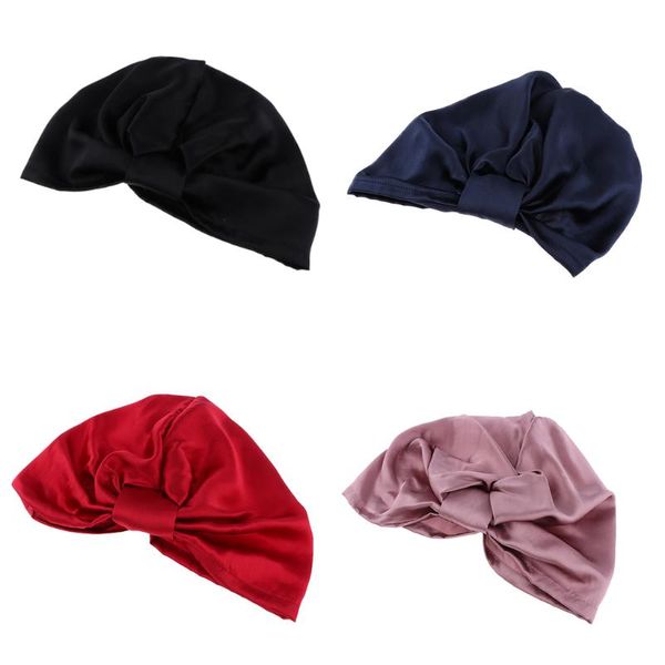 

100% silk sleeping night beanie hat headgear bonnet for hair beauty shower caps