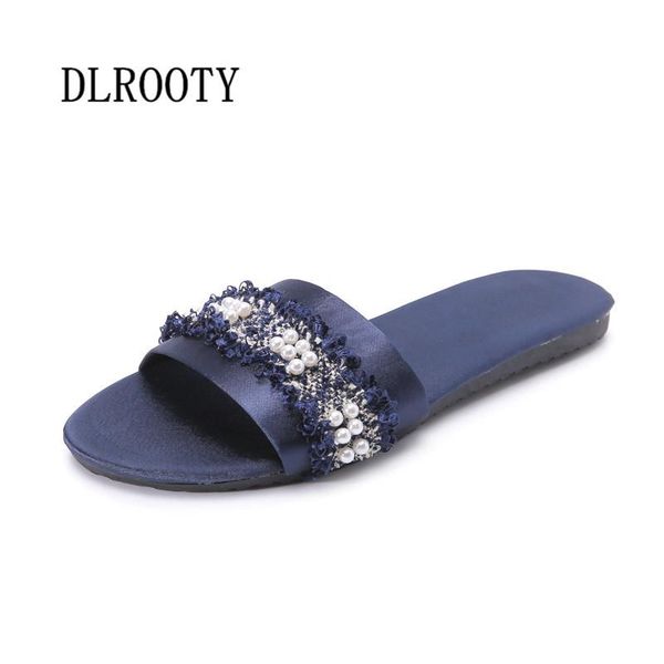 

women slippers sandals flip flops flats summer string bead fashion breathable non-slip shoes woman slides lady casual female, Black