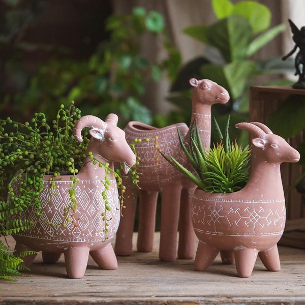 

vases animal goat ram camel terracotta statue decoration flowr pot garden home living room balcony deskonament furnishings vase