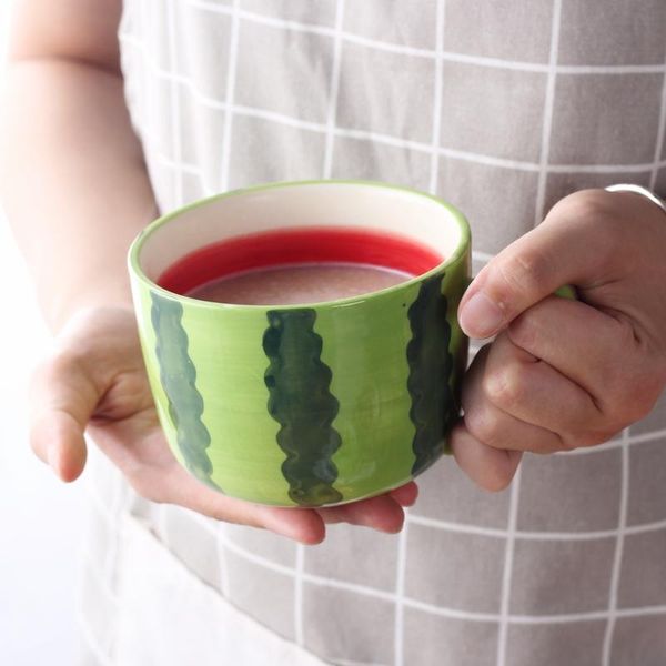 

mugs 400ml creative fruit coffee mug watermelon orange shaped ceramic breakfast cup cartoon tea milk large capacity gift
