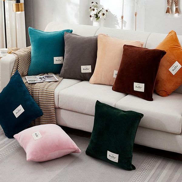 

pillow case pillowcase solid color velvet decoration car cushion cover living room sofa bedroom bed 45*45cm