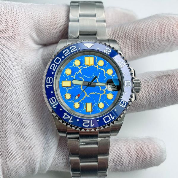 

wristwatches automatic watch japanese nh35 movement automatische mechanische uhr c3 super green luminous sapphire crystal burst crack dial, Slivery;brown