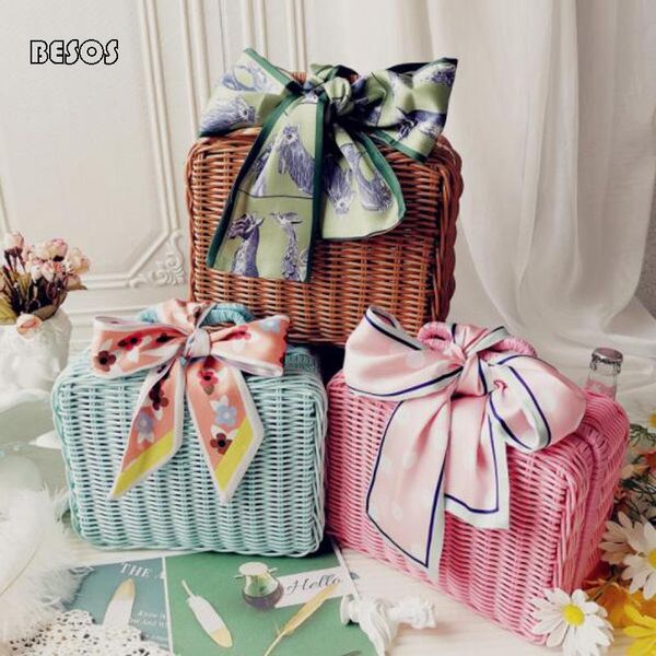 

handmade rattan large size candy color hand luggage gift box party outdoor wedding baby clothes toy packing decoration wrap