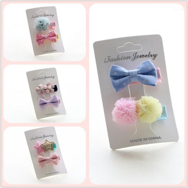 

hair accessories 2pcs/lot fine hairpin girls clip bows pink/navy solid bowknot hairpins grosgrain ribbon, Slivery;white
