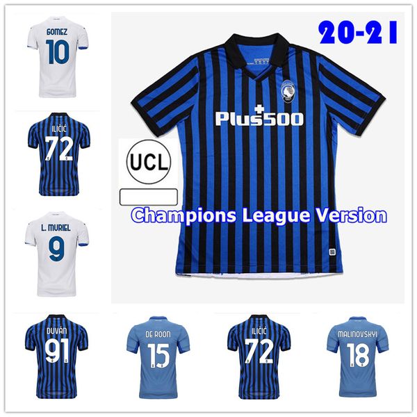 

2021 Atalanta BC Soccer Jerseys L.MURIEL BARROW GOMEZ DE ROON MANCINI DUVAN home away 3rd 20 21 football shirt, Home+patch